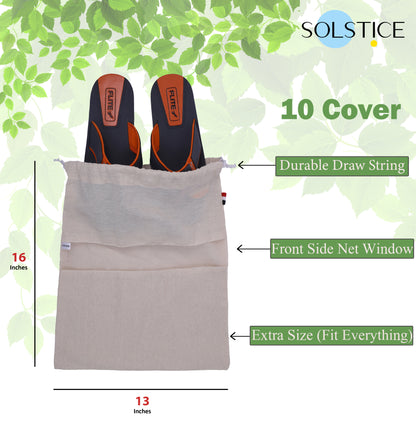 Pack of 10 Cotton Shoe Cover Bag | 16 x 13 Inch