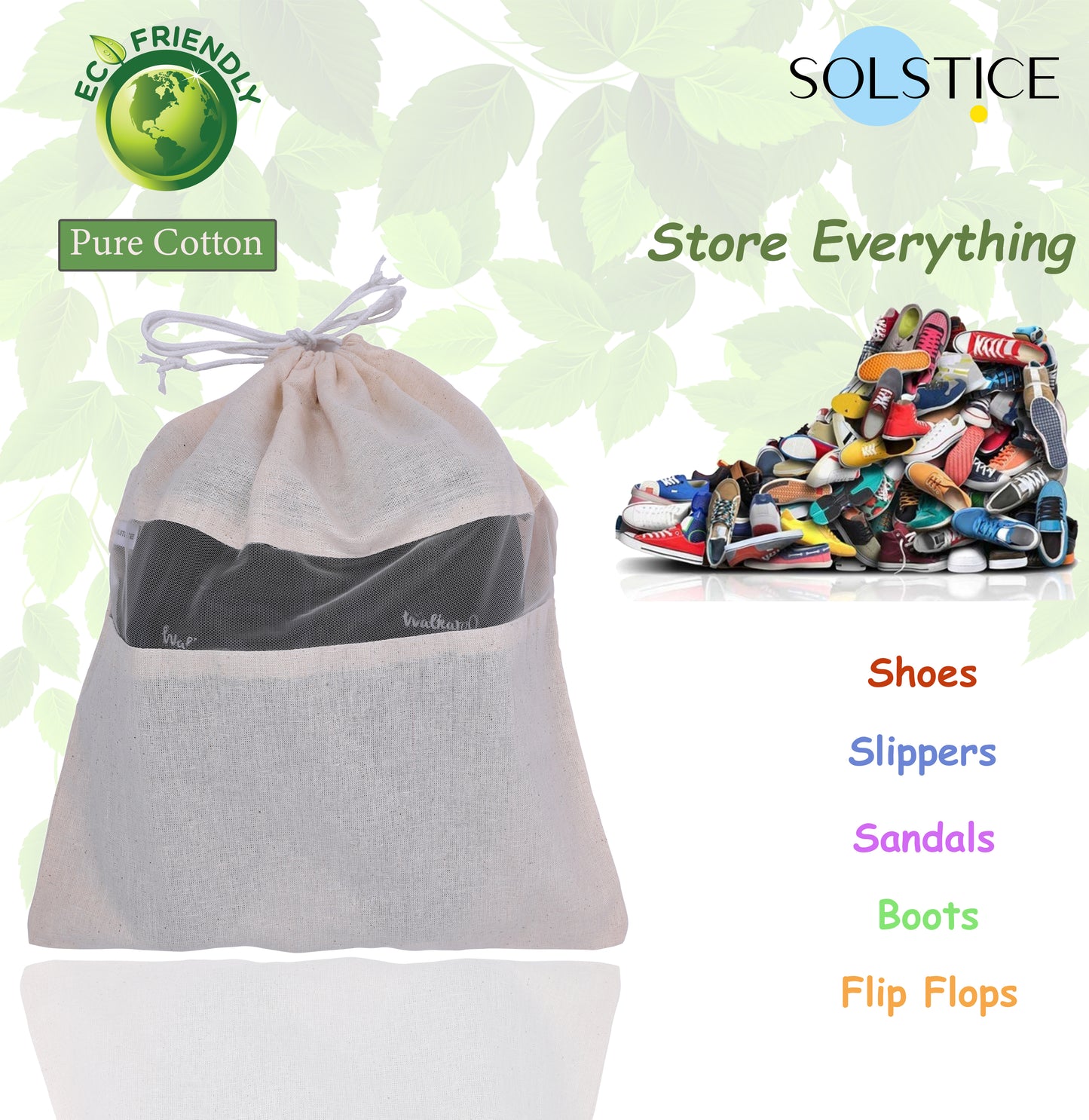 Pack of 10 Cotton Shoe Cover Bag | 16 x 13 Inch