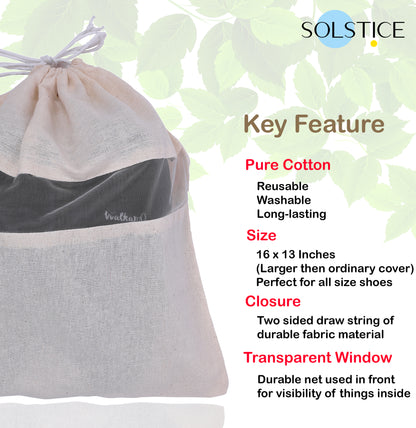 Pack of 10 Cotton Shoe Cover Bag | 16 x 13 Inch